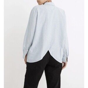 Madewell Oversized Ex-Boyfriend Tulip-Back Shirt in Stripe Sz Small